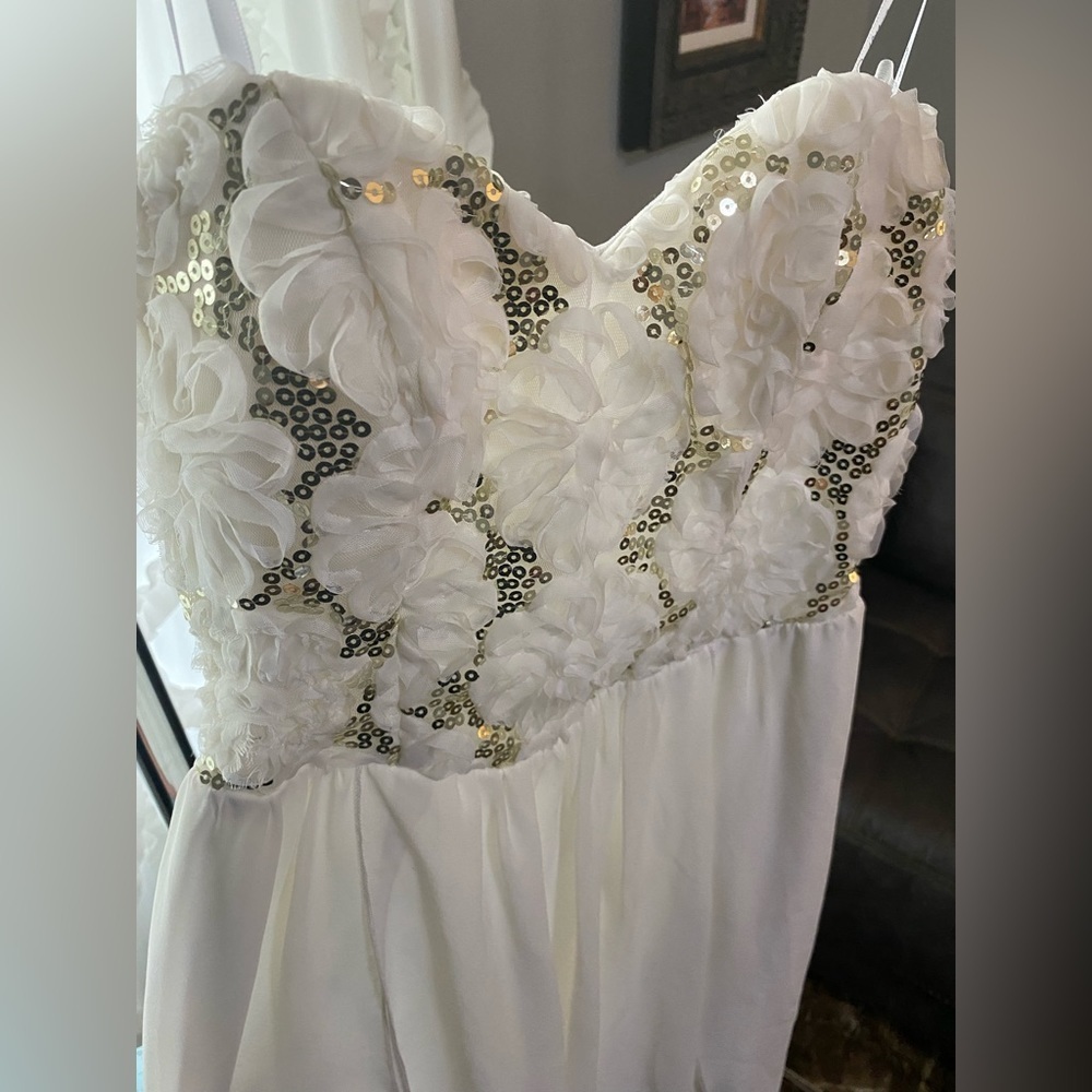 Speechless White Sequin Lined Sheer Dress Size 3 - Picture 2 of 5